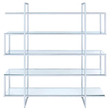 Elmer Clear/Chrome 5-Shelf Bookcase from Coaster - Luna Furniture