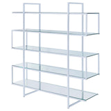 Elmer Clear/Chrome 5-Shelf Bookcase from Coaster - Luna Furniture