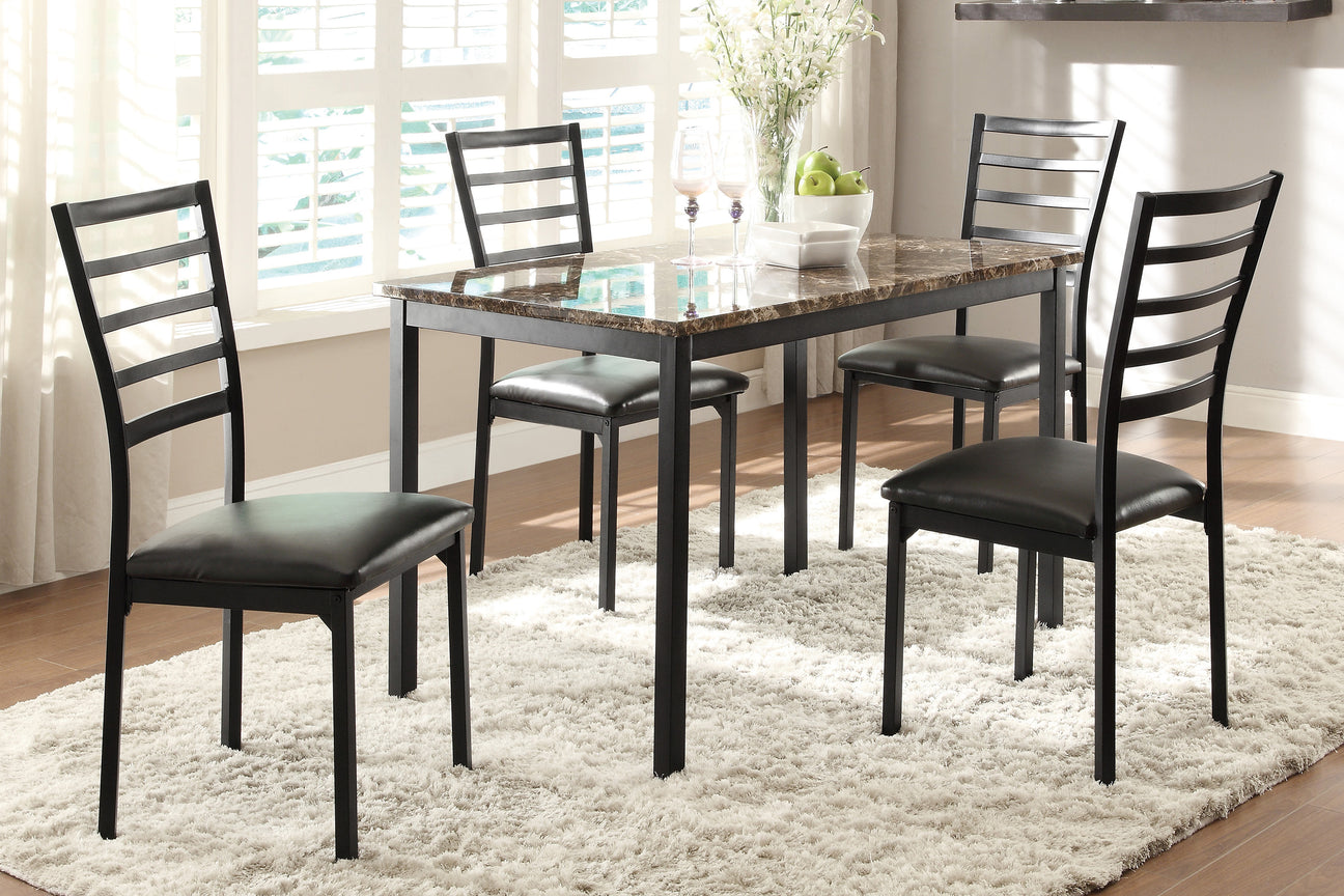 Flannery Black/Brown Faux Marble-Top Dining Set from Homelegance - Luna Furniture