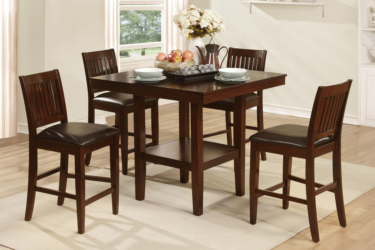 Galena Warm Cherry 5-Piece Counter Height Set from Homelegance - Luna Furniture