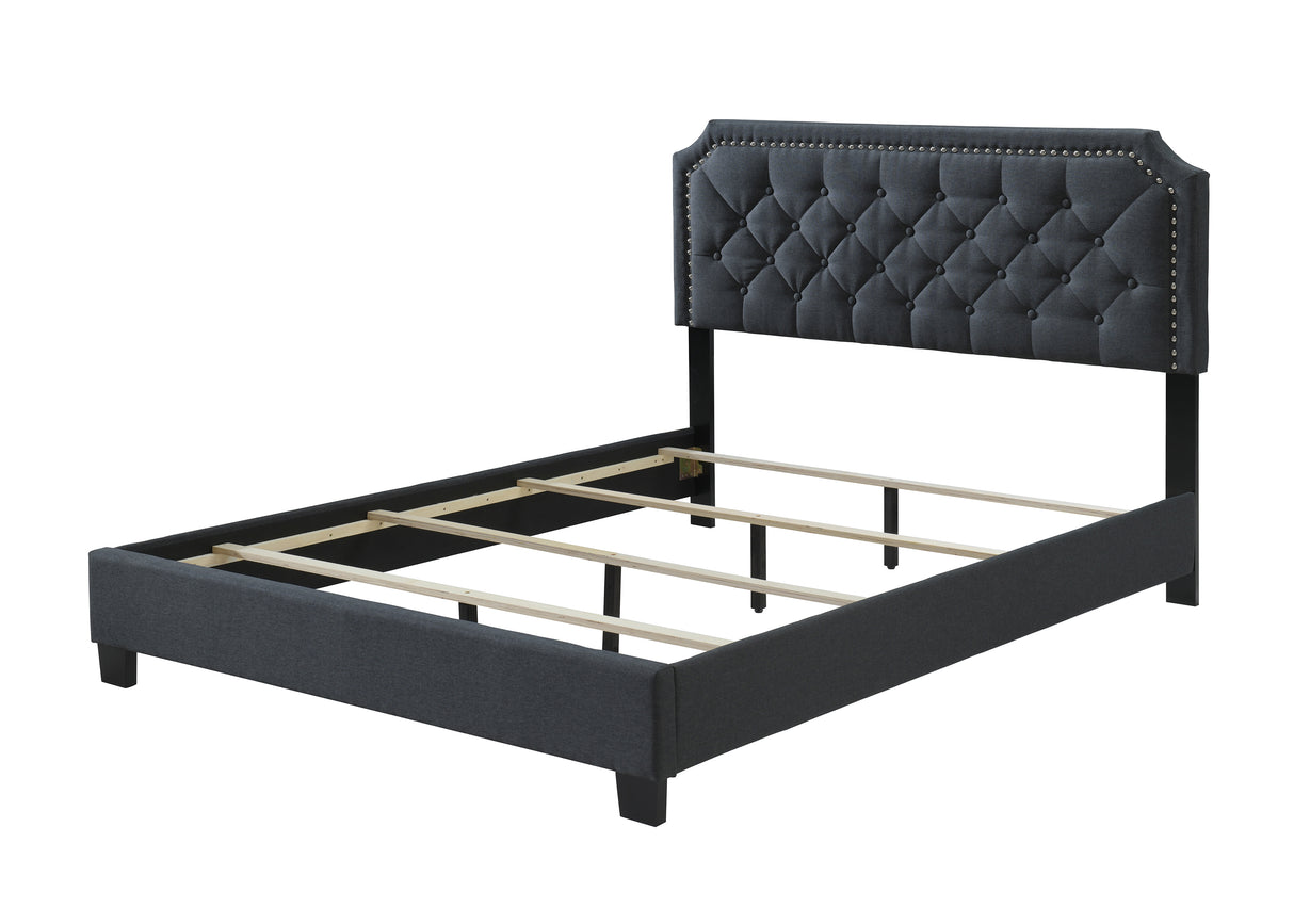 Gerri Charcoal Queen Upholstered Panel Bed -  Crown Mark - Luna Furniture