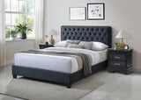 Ezra Charcoal Queen Upholstered Panel Bed -  Crown Mark - Luna Furniture