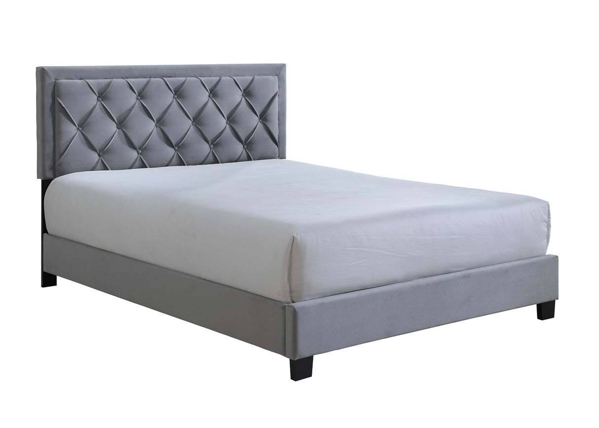 Danzy Gray Queen Upholstered Panel Bed -  Crown Mark - Luna Furniture