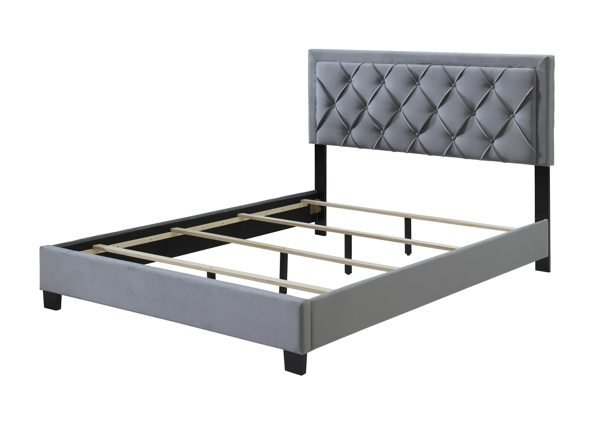 Danzy Gray King Upholstered Panel Bed -  Crown Mark - Luna Furniture