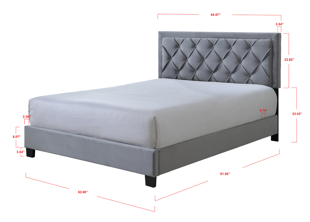 Danzy Gray King Upholstered Panel Bed -  Crown Mark - Luna Furniture