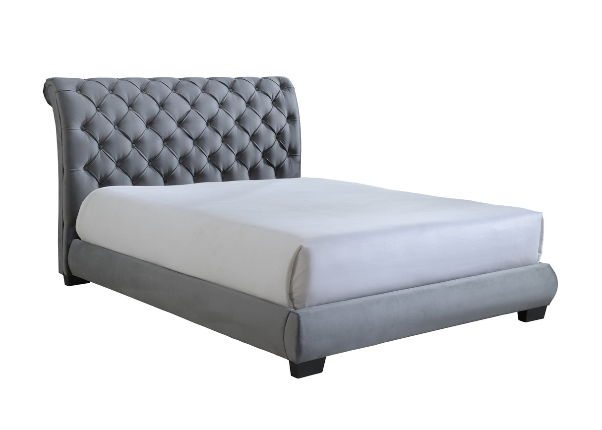 Carly Gray King Upholstered Platform Bed from Crown Mark - Luna Furniture