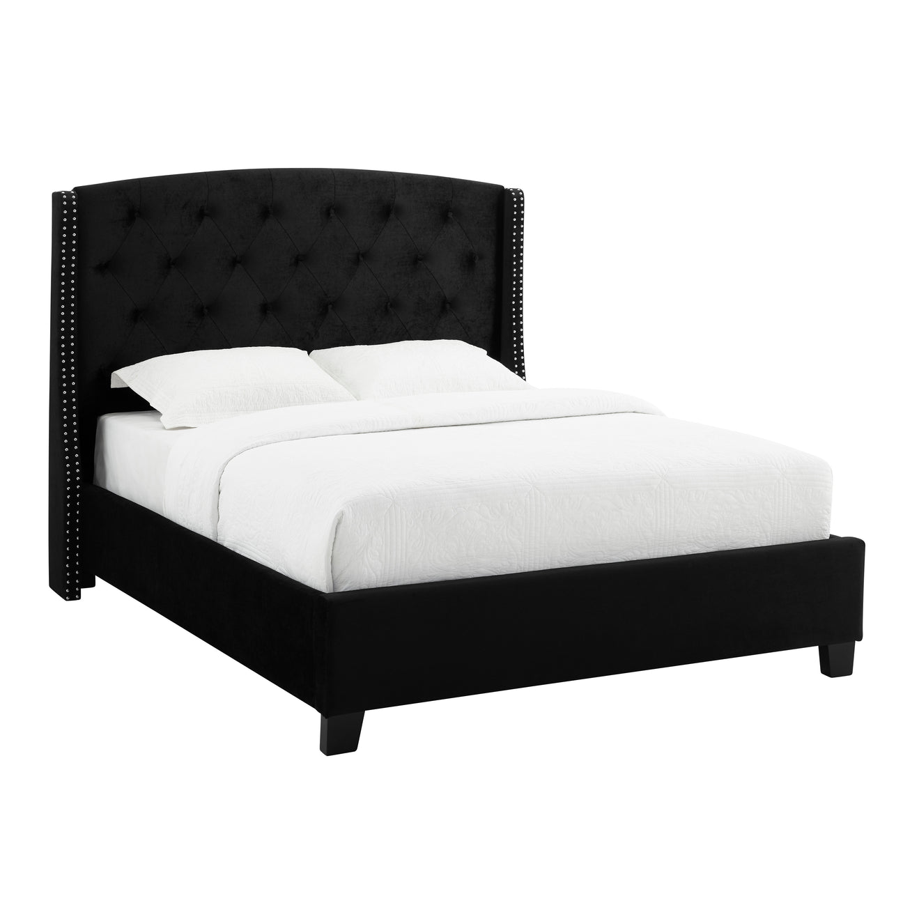 Eva Black Velvet King Upholstered Bed from Crown Mark - Luna Furniture