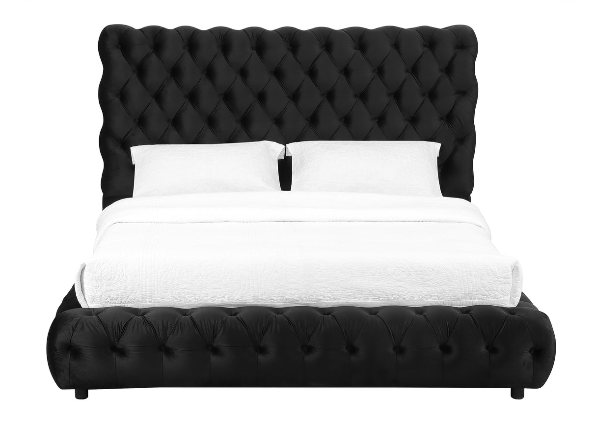 Flory Black King Upholstered Platform Bed -  Crown Mark - Luna Furniture