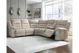 Family Den Pewter 3-Piece Power Reclining Sectional -  Ashley - Luna Furniture