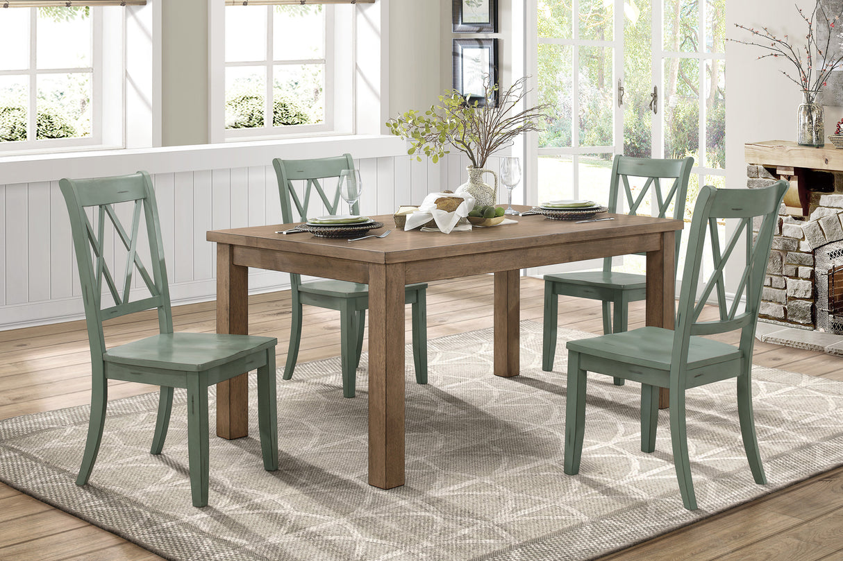 Janina Natural/Teal Dining Set -  Homelegance - Luna Furniture