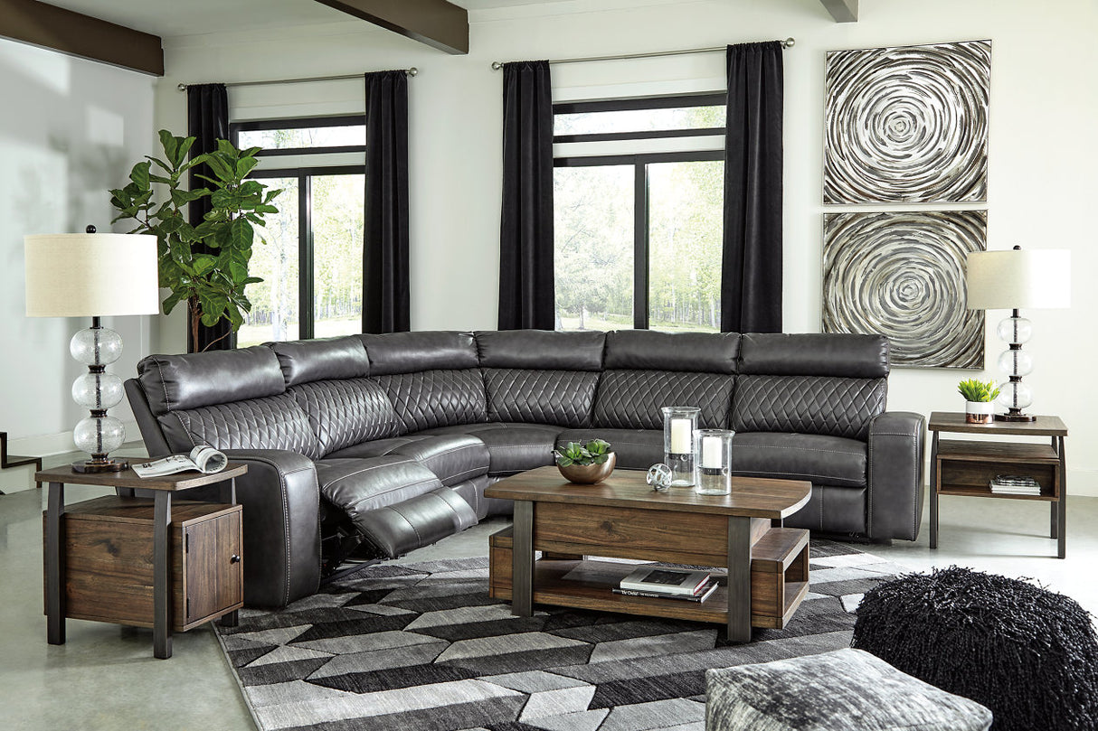 Samperstone Gray 5-Piece Power Reclining Sectional -  Ashley - Luna Furniture