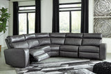 Samperstone Gray 5-Piece Power Reclining Sectional -  Ashley - Luna Furniture