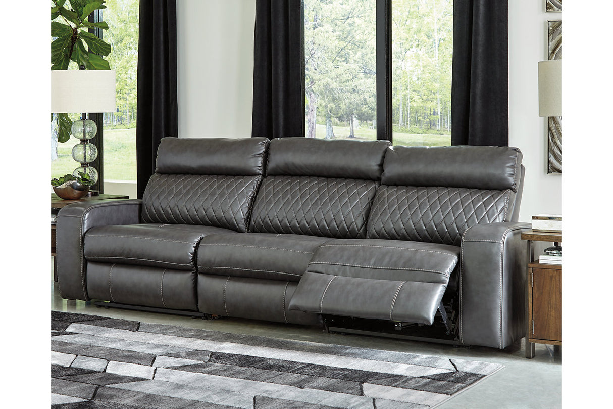 Samperstone Gray 3-Piece Power Reclining Sofa -  Ashley - Luna Furniture