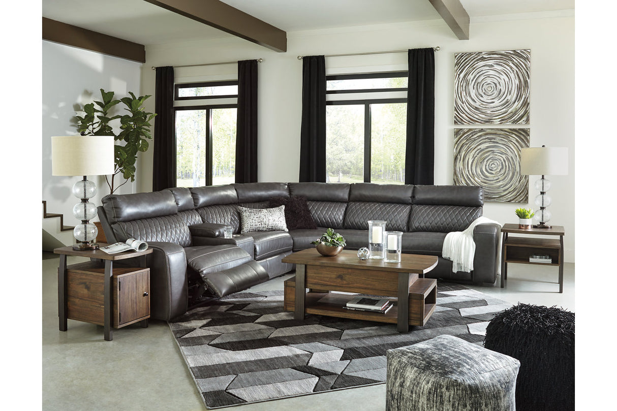 Samperstone Gray 6-Piece Power Reclining Sectional -  Ashley - Luna Furniture