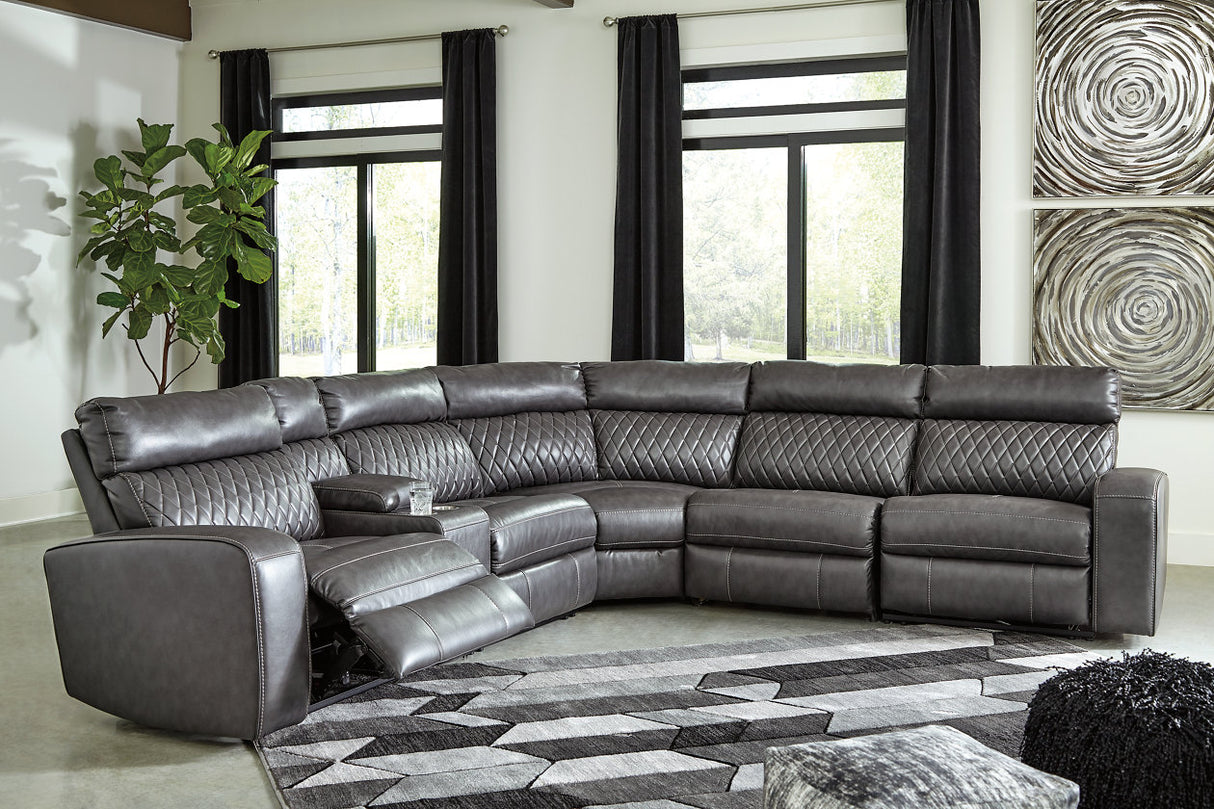 Samperstone Gray 6-Piece Power Reclining Sectional -  Ashley - Luna Furniture