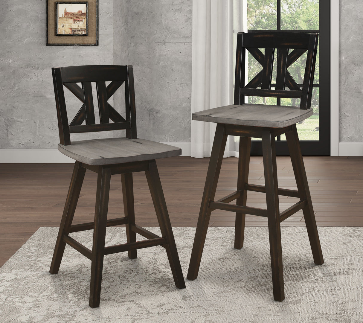 5602-29BKS1 Swivel Pub Height Chair, Set of 2 - Luna Furniture