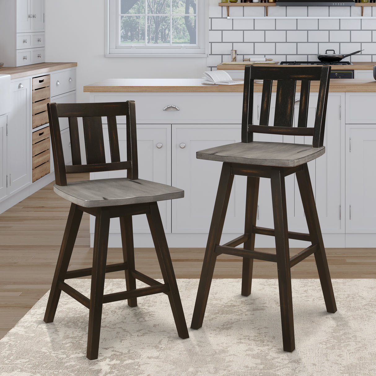 5602-29BKS2 Swivel Pub Height Chair, Set of 2 - Luna Furniture