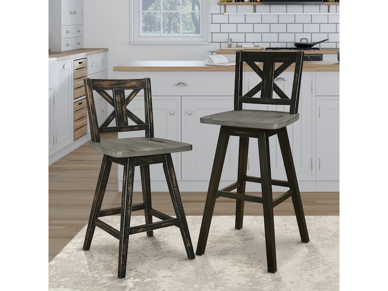 Amsonia Black Swivel Pub Counter Height Chairs (Set of 2)