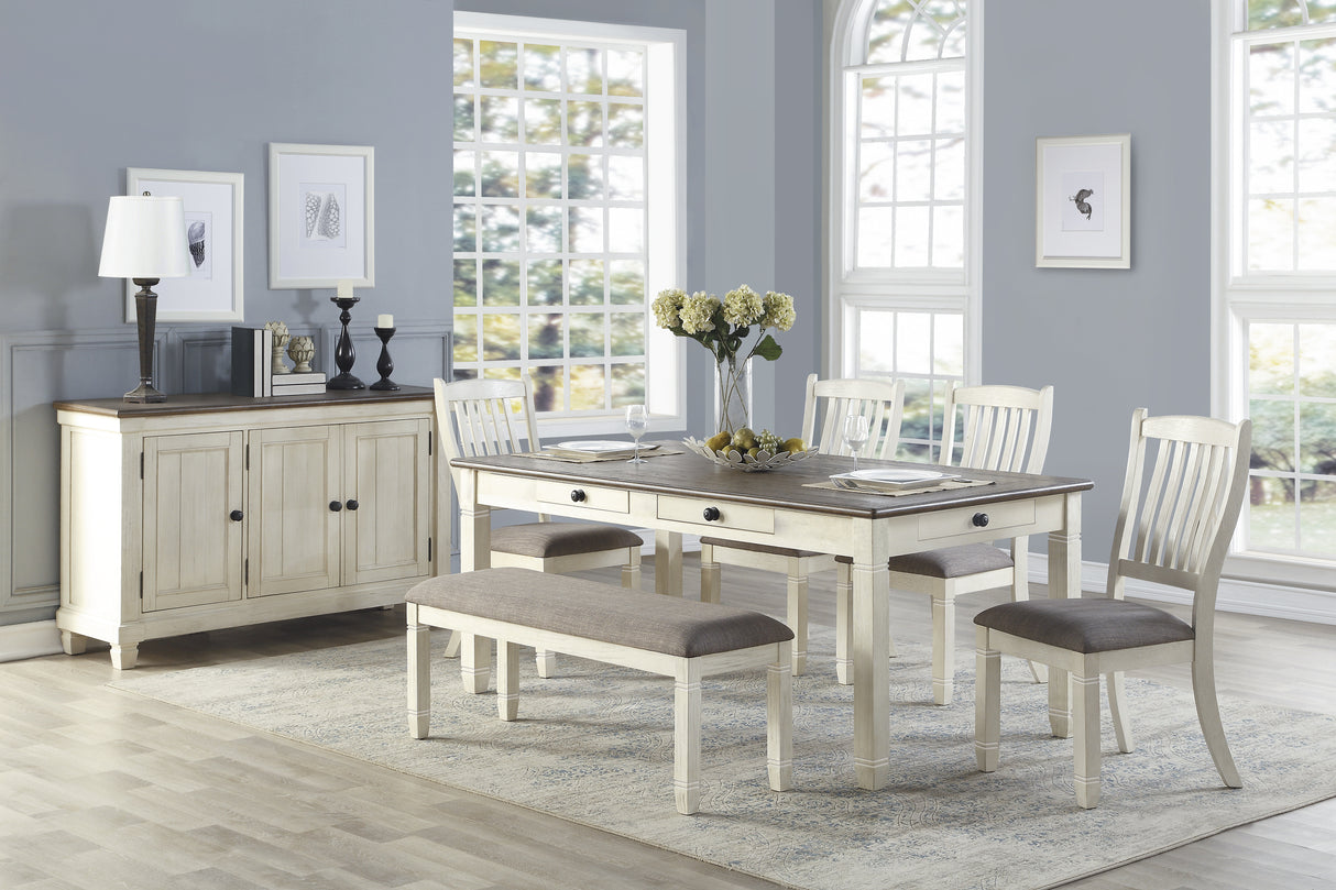 Granby Antique White Dining Table -  - Luna Furniture