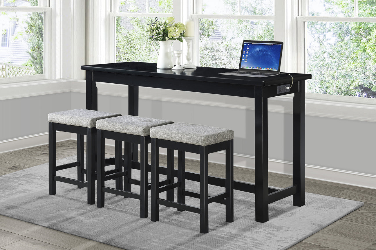 Connected Black 4-Piece Counter Height Set from Homelegance - Luna Furniture