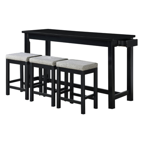 Connected Black 4-Piece Counter Height Set -  Homelegance - Luna Furniture