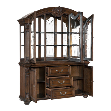 Bergen Dark Oak Buffet & Hutch from Homelegance - Luna Furniture