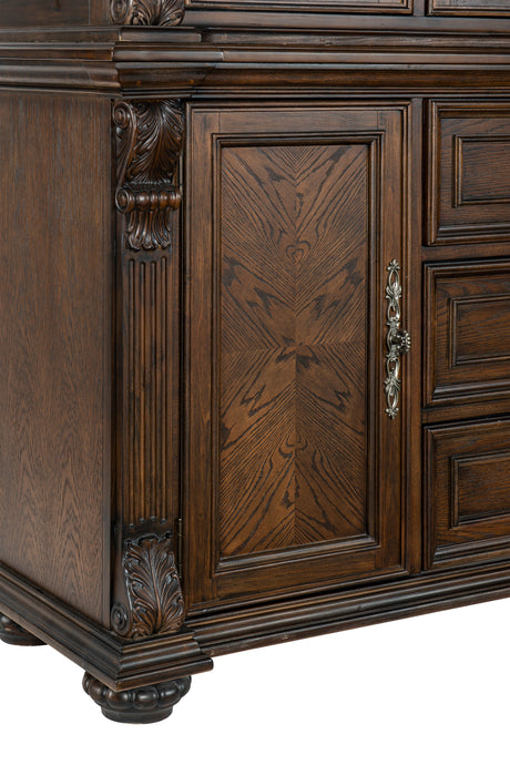 Bergen Dark Oak Buffet & Hutch from Homelegance - Luna Furniture