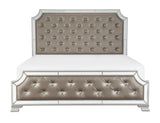 Avondale Silver Queen Mirrored Upholstered Panel Bed - Luna Furniture