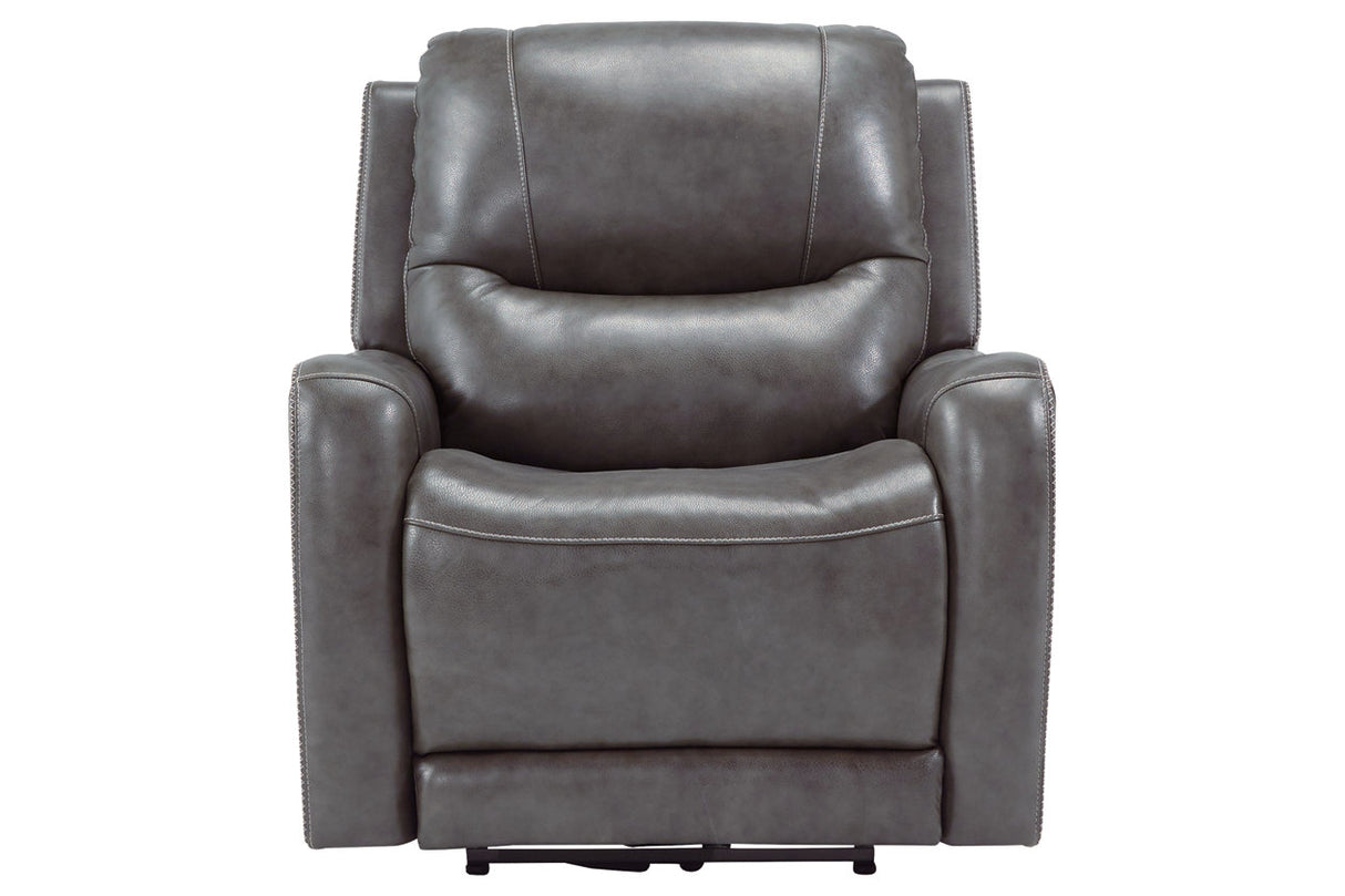 Galahad Smoke Power Recliner from Ashley - Luna Furniture