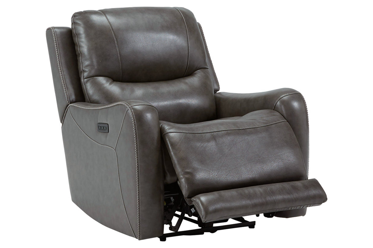 Galahad Smoke Power Recliner from Ashley - Luna Furniture