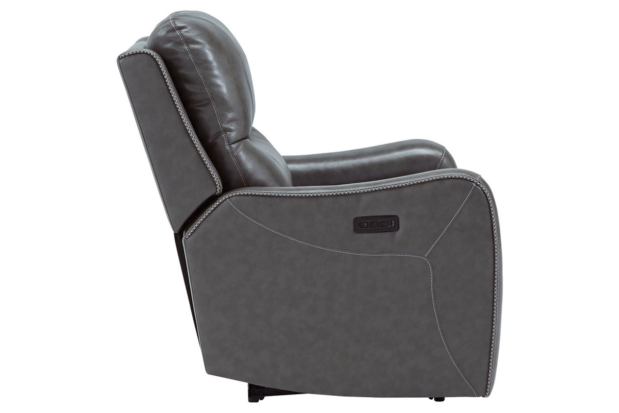 Galahad Smoke Power Recliner from Ashley - Luna Furniture