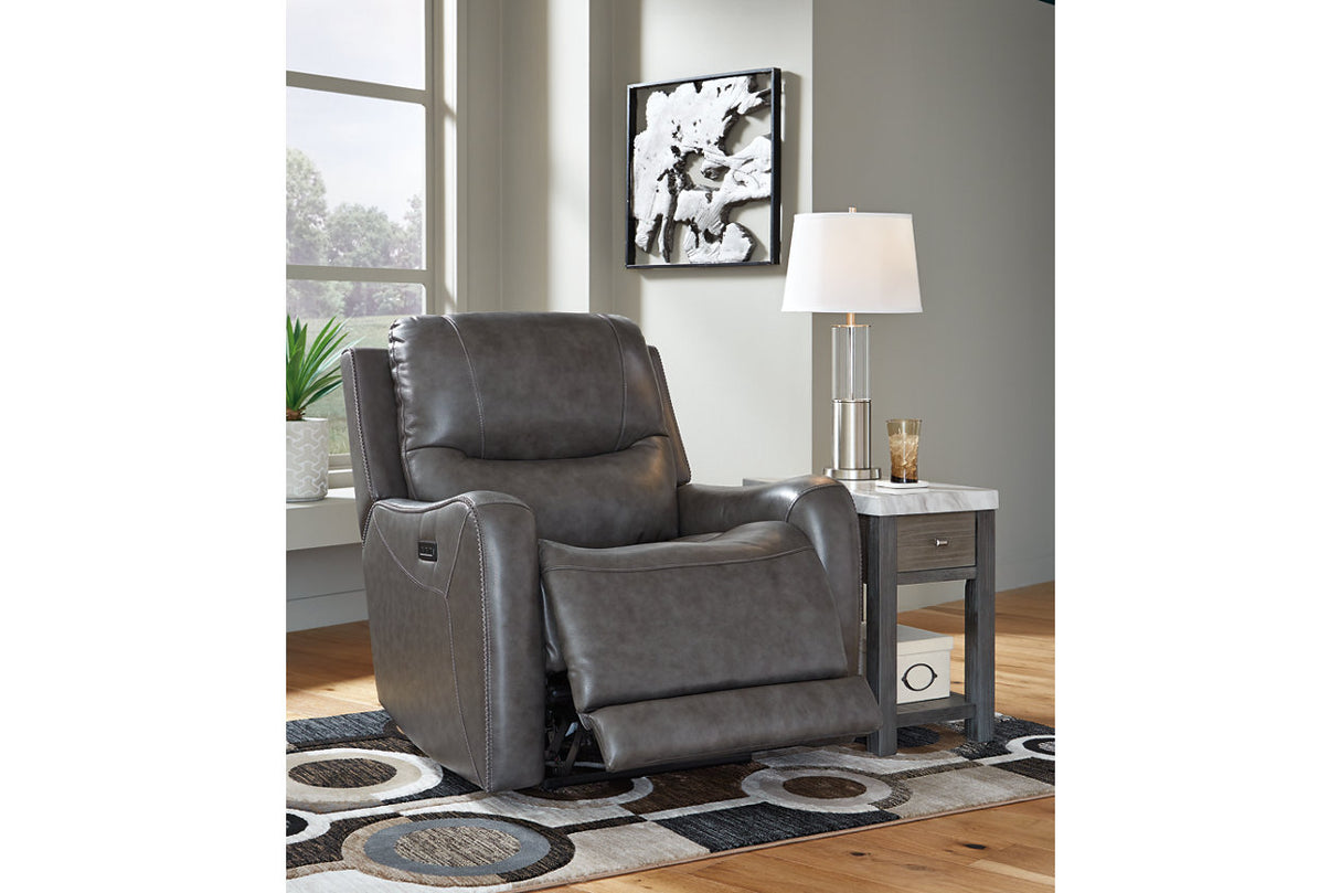 Galahad Smoke Power Recliner from Ashley - Luna Furniture