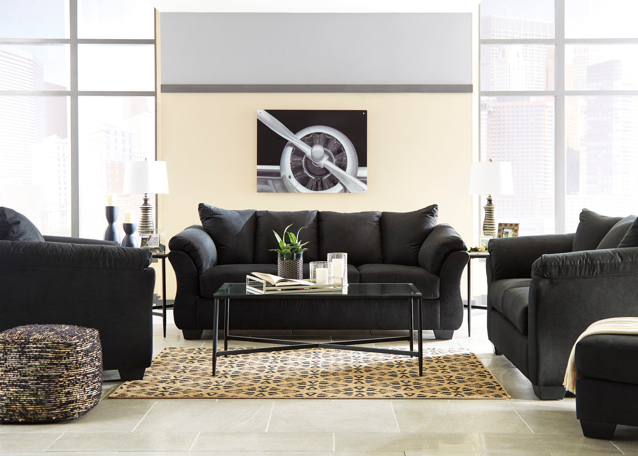 Darcy Black Living Room Set - Luna Furniture