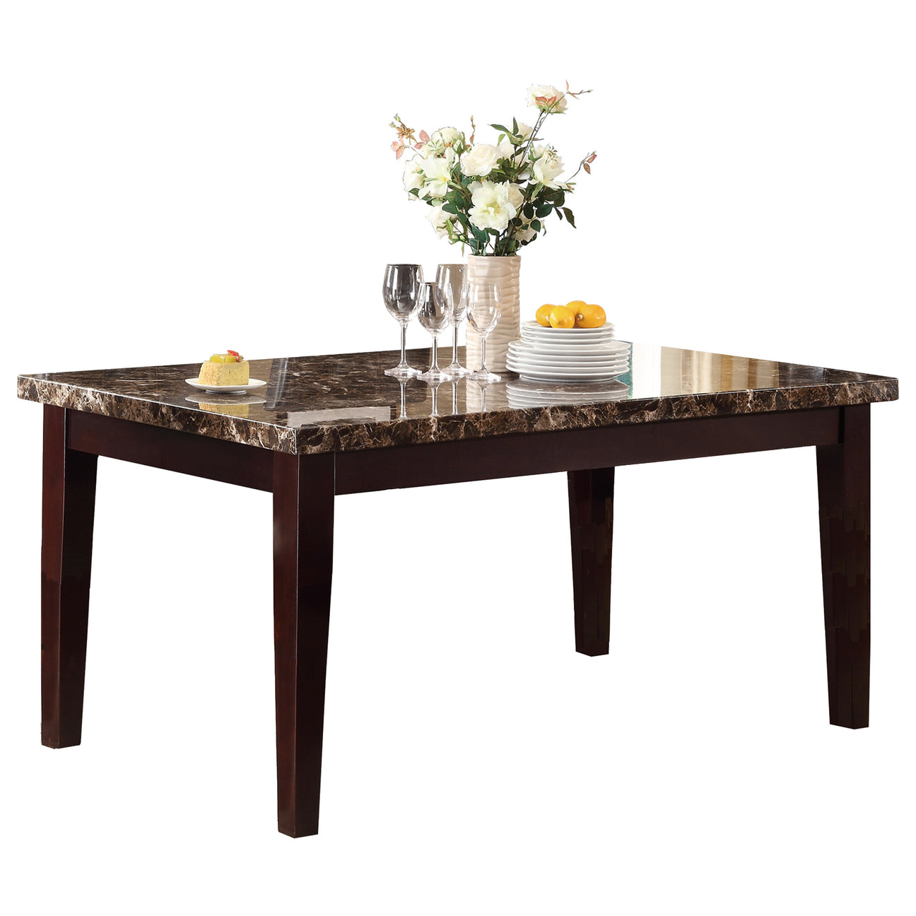 Teague Espresso Faux-Marble Top Dining Table from Homelegance - Luna Furniture