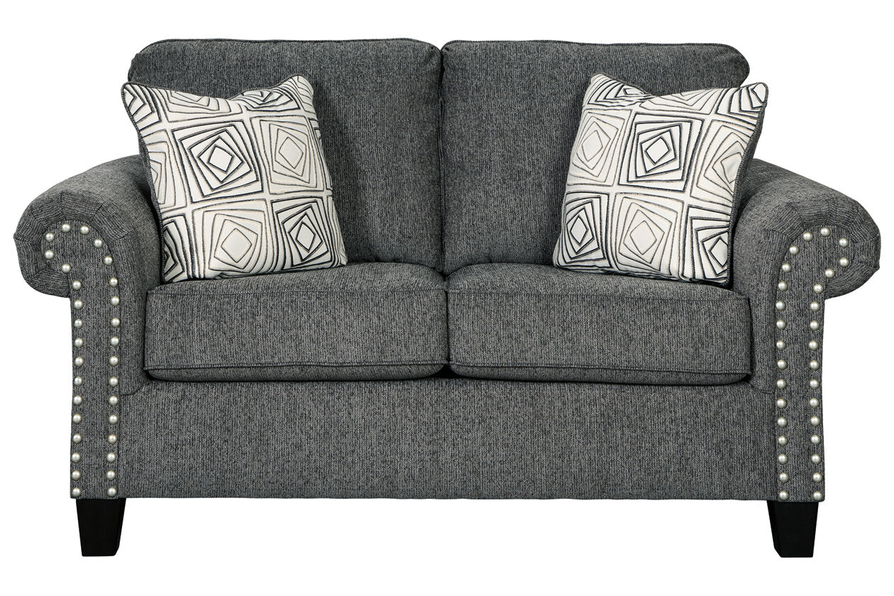 Agleno Charcoal Loveseat - Ashley - Luna Furniture