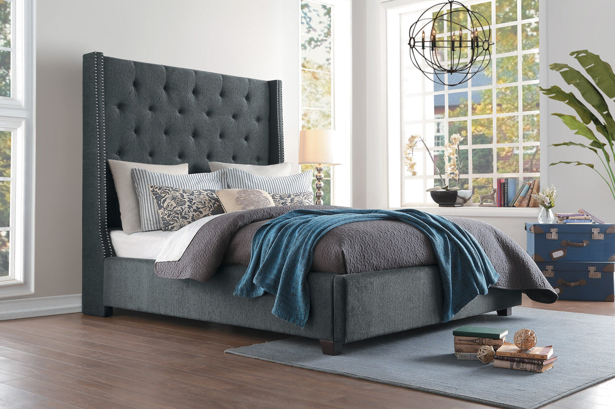 Fairborn Gray King Upholstered Platform Bed