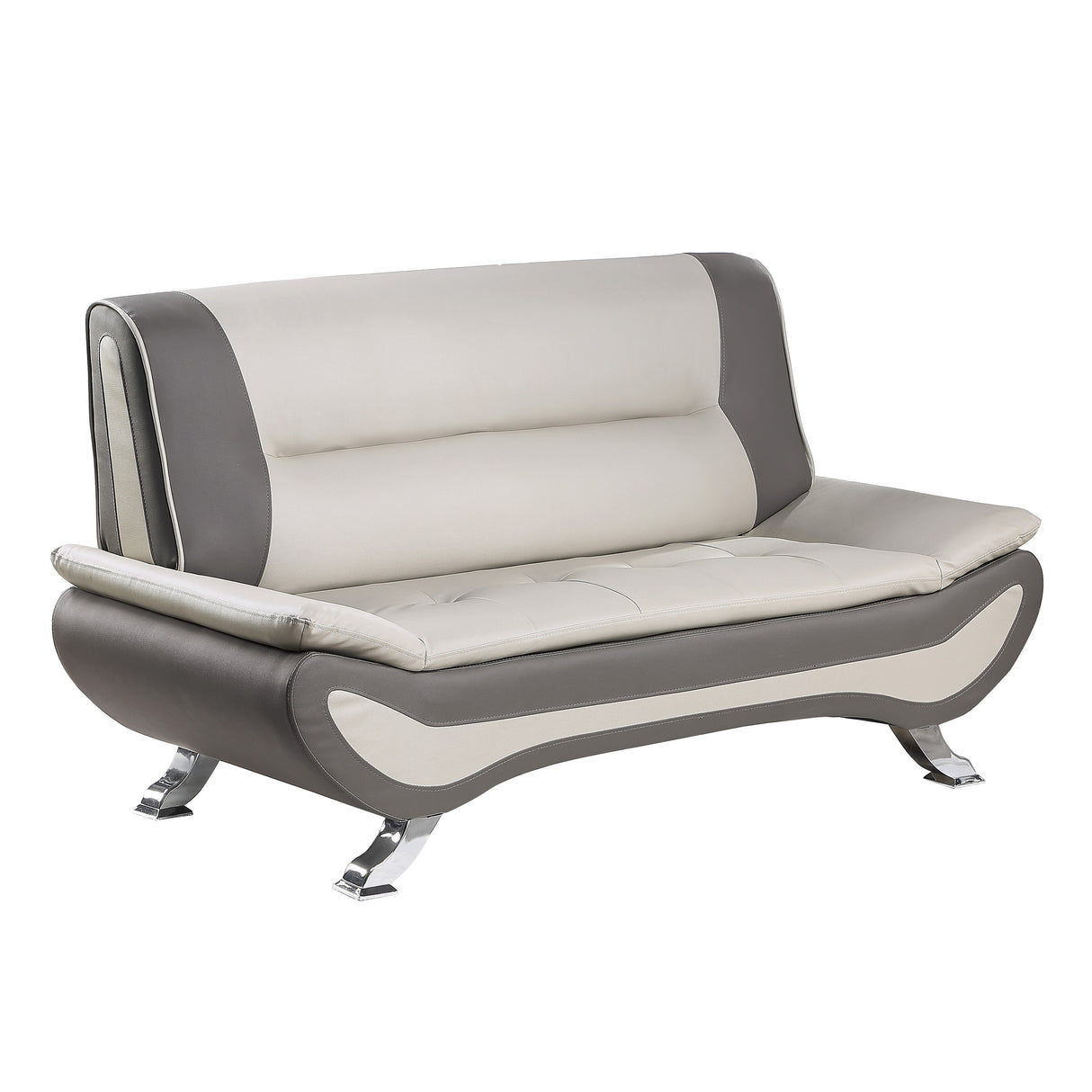 Veloce Beige/Gray Faux Leather Loveseat from Homelegance - Luna Furniture