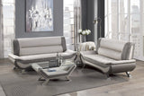 Veloce Beige/Gray Faux Leather Loveseat from Homelegance - Luna Furniture