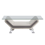 Veloce Beige/Gray Faux Leather Cocktail Table from Homelegance - Luna Furniture