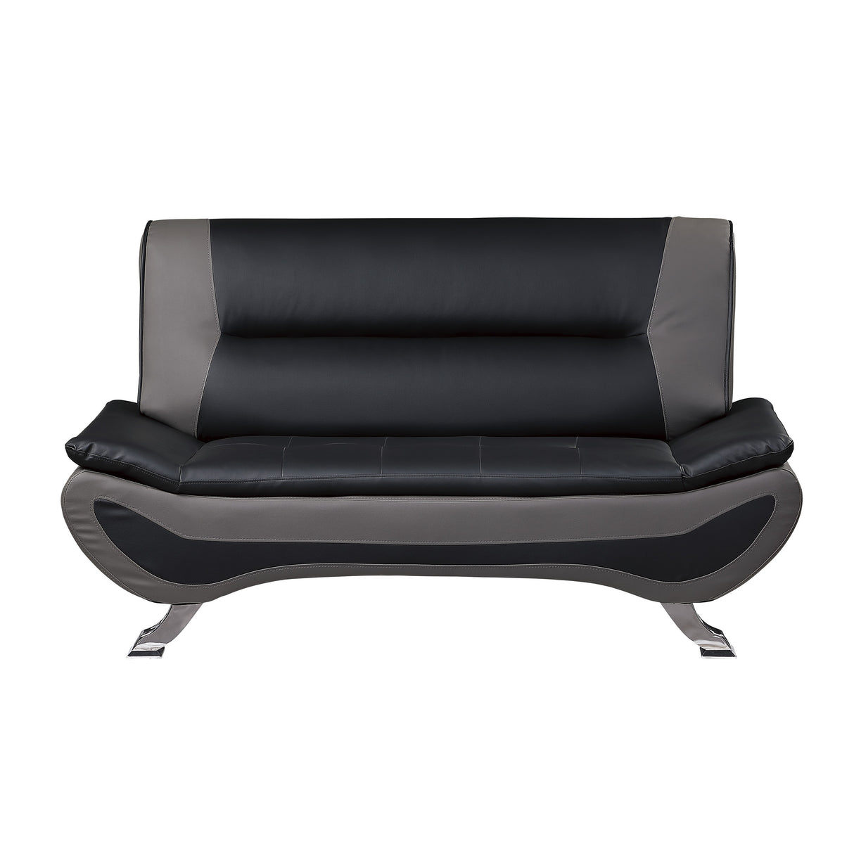 Veloce Black/Gray Faux Leather Loveseat from Homelegance - Luna Furniture