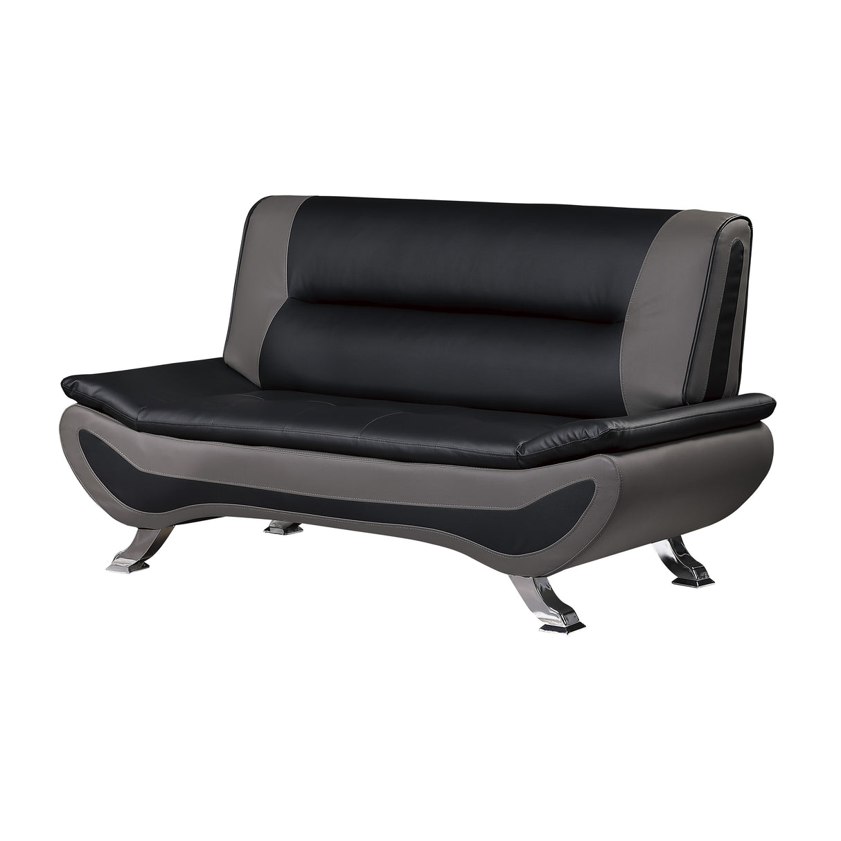 Veloce Black/Gray Faux Leather Loveseat from Homelegance - Luna Furniture