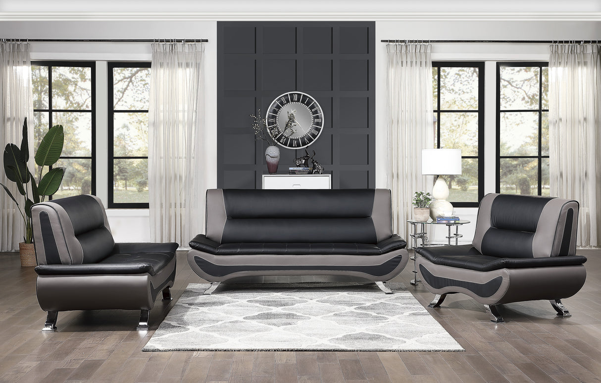 Veloce Black/Gray Faux Leather Loveseat from Homelegance - Luna Furniture