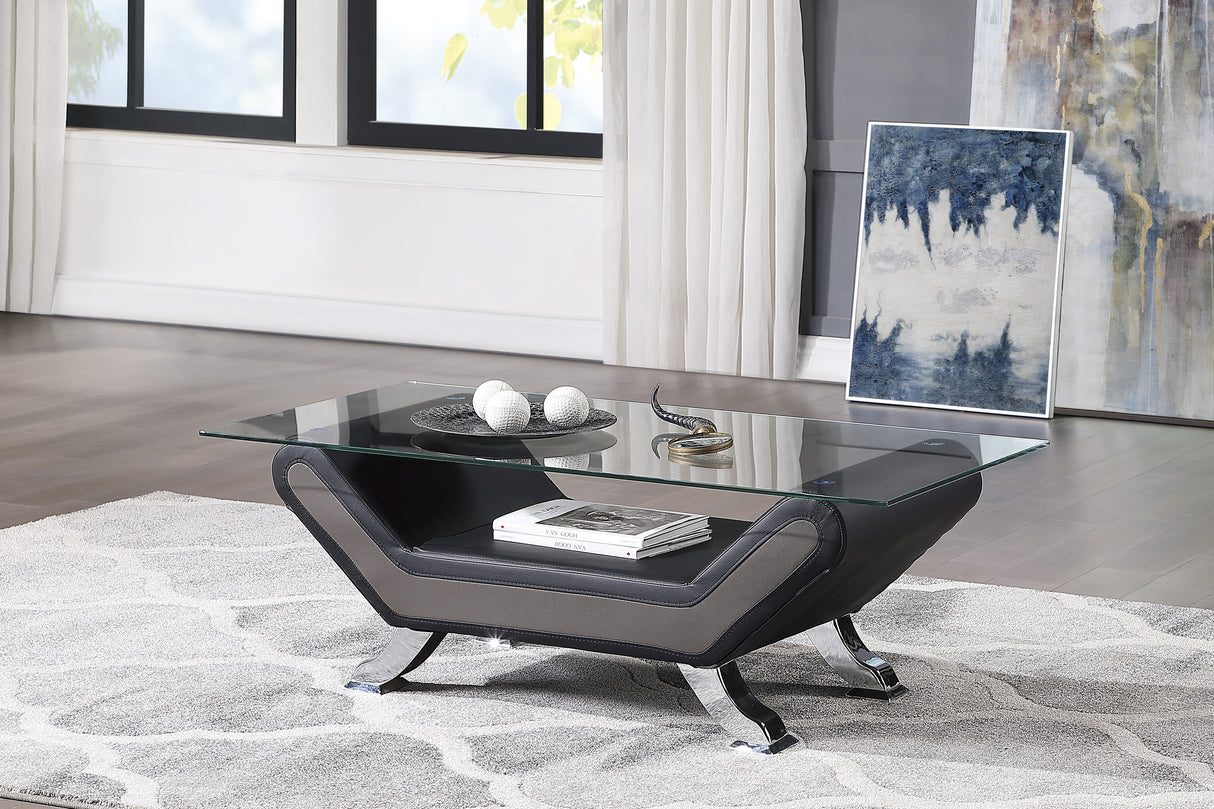 Veloce Black/Gray Faux Leather Cocktail Table from Homelegance - Luna Furniture