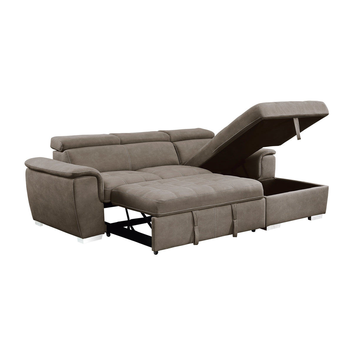 Ferriday Taupe Storage Sleeper Sectional from Homelegance - Luna Furniture