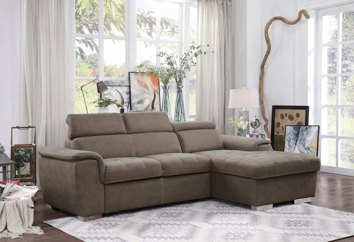 Ferriday Taupe Storage Sleeper Sectional from Homelegance - Luna Furniture