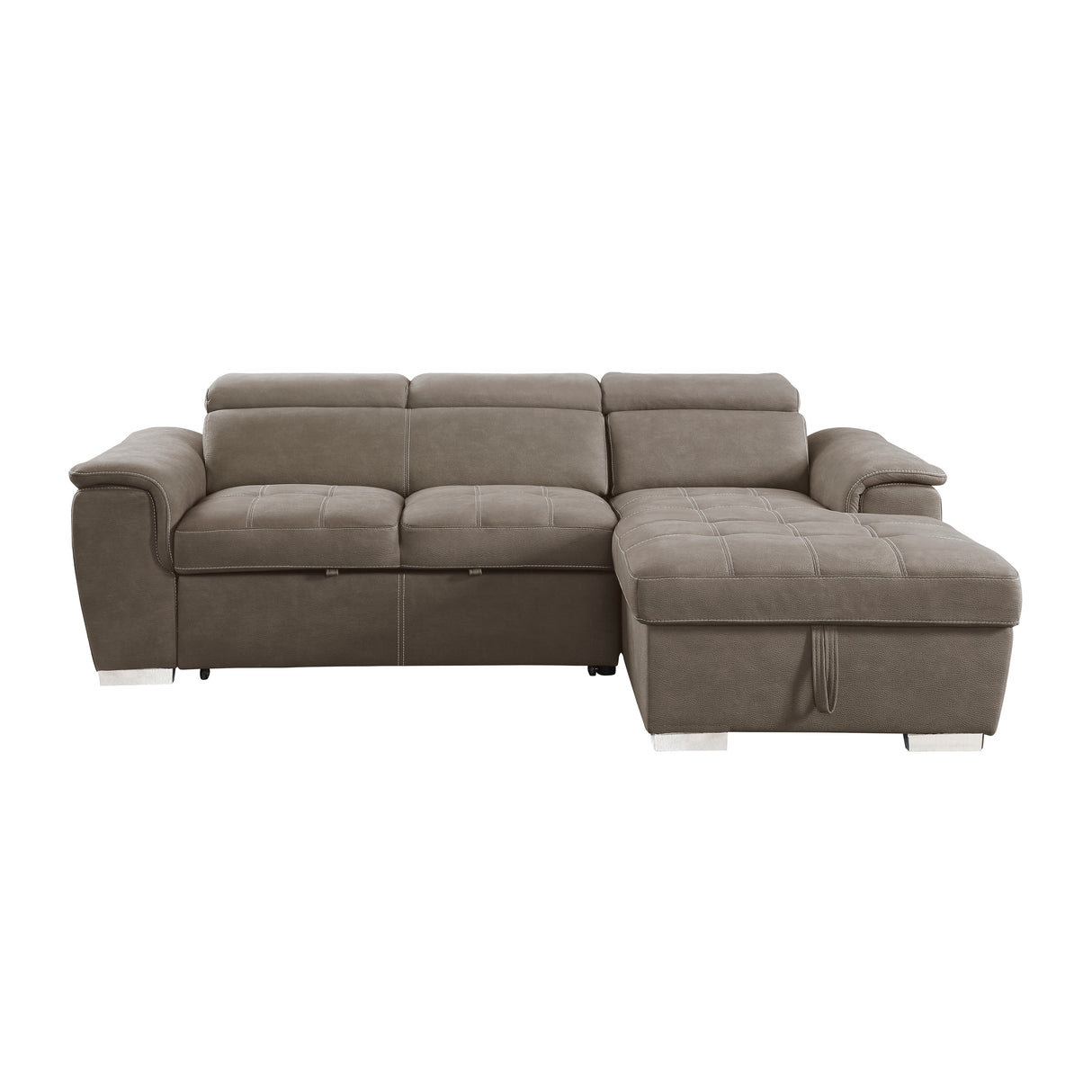 Ferriday Taupe Storage Sleeper Sectional from Homelegance - Luna Furniture