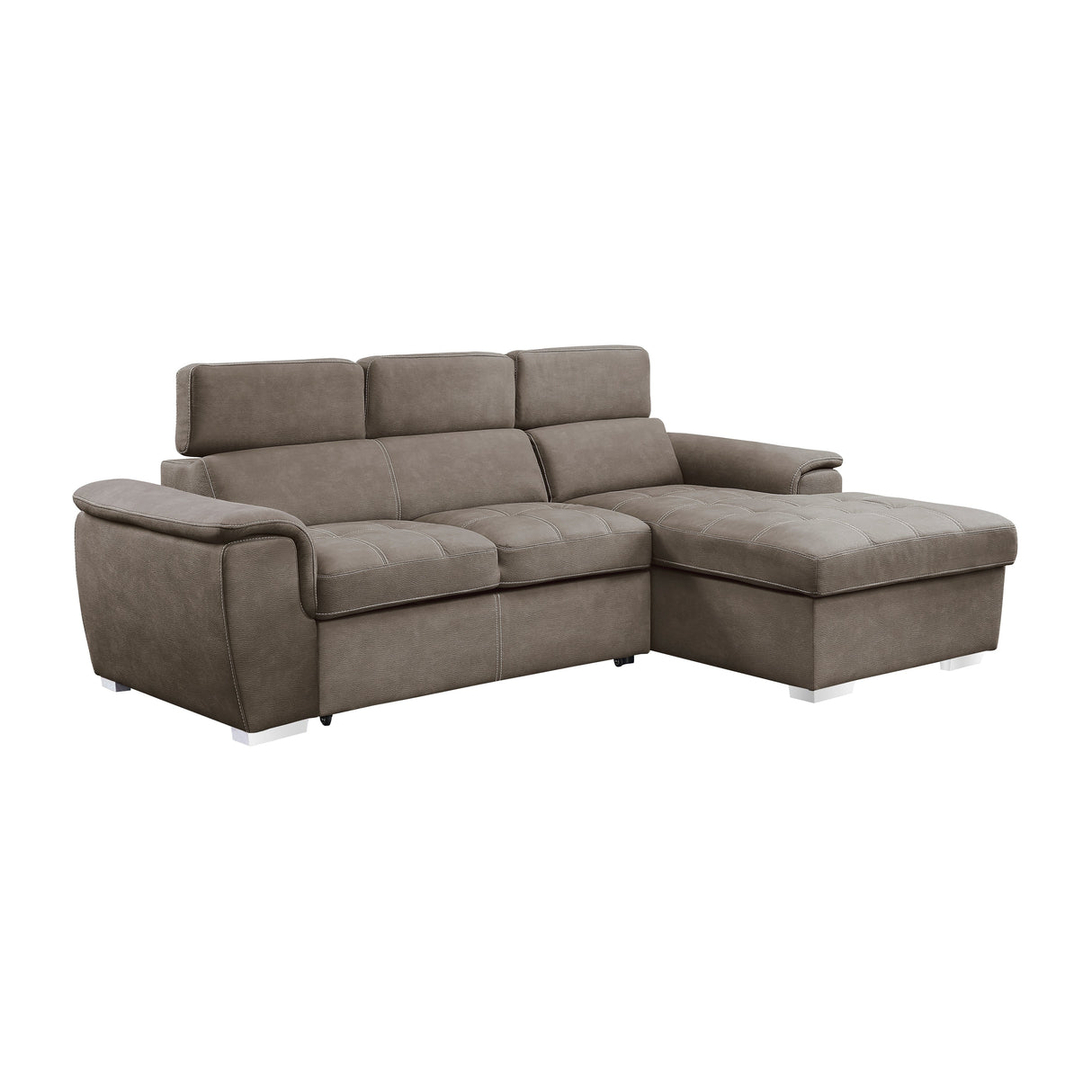 Ferriday Taupe Storage Sleeper Sectional from Homelegance - Luna Furniture