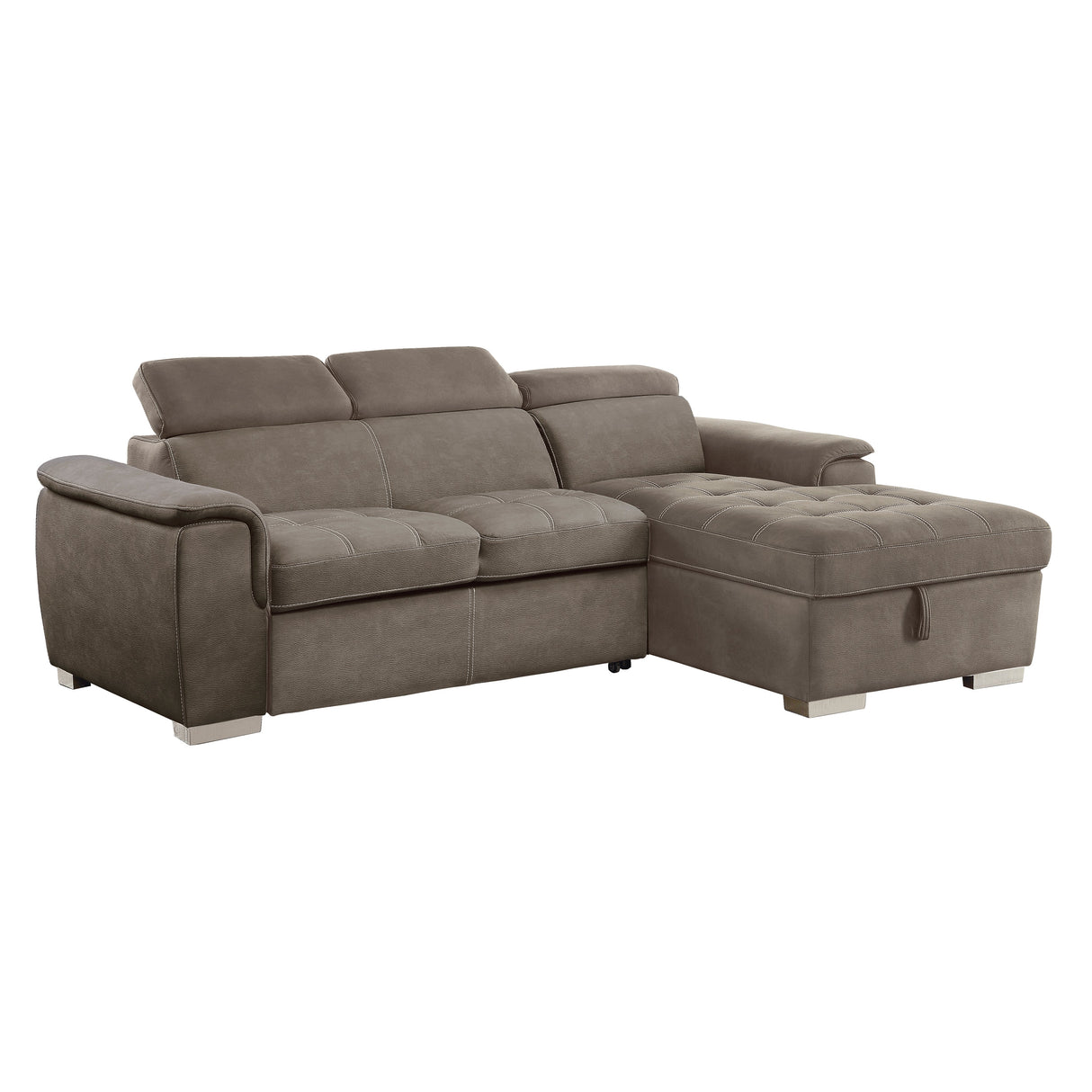 Ferriday Taupe Storage Sleeper Sectional from Homelegance - Luna Furniture