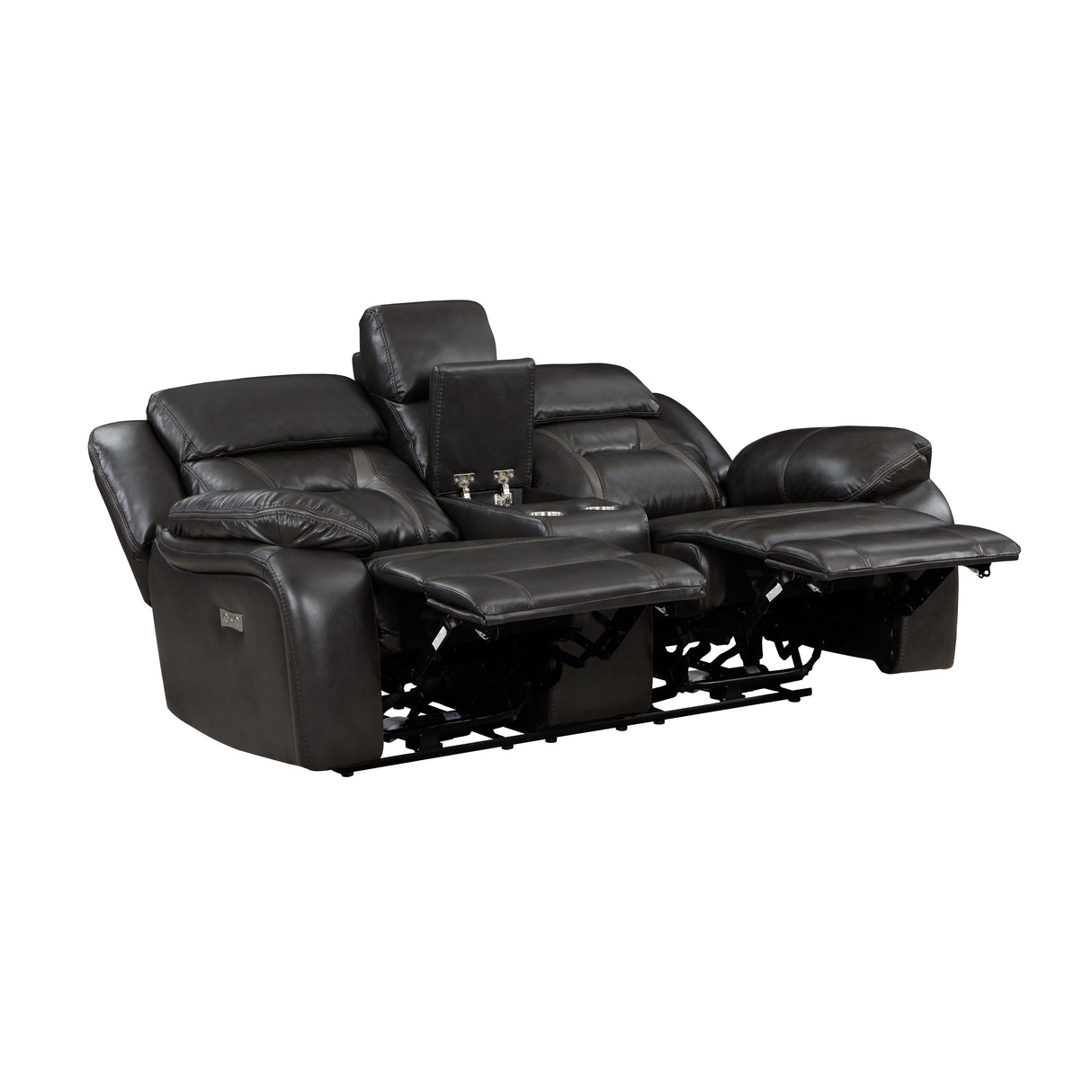 Amite Dark Gray Power Double Reclining Loveseat from Homelegance - Luna Furniture