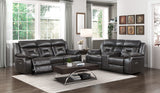 Amite Dark Gray Power Double Reclining Loveseat from Homelegance - Luna Furniture